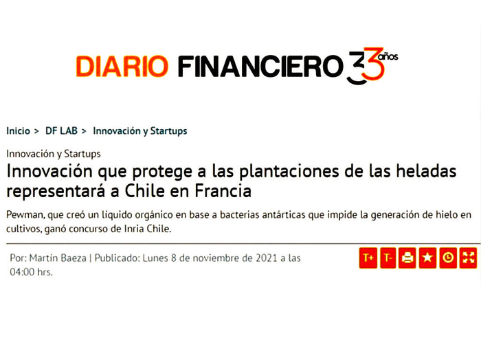 Innovación que protege a las plantaciones de las heladas representará a Chile en Francia